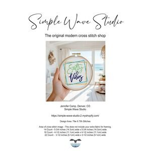 Salty Vibes Beach Counted Cross‎ Stitch Pattern